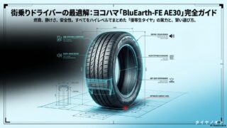 ヨコハマタイヤ「BluEarth-FE AE30」の完全ガイド。静音設計や低燃費コンパウンドなどのタイヤ構造図。