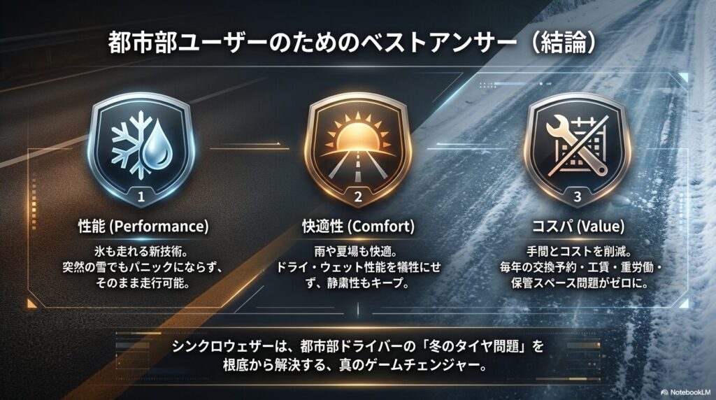 性能、快適性、コスパの3点から都市部ユーザーにシンクロウェザーをおすすめする理由