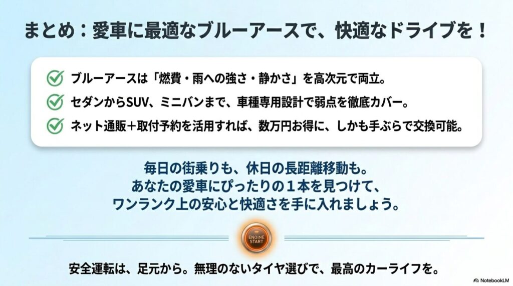 愛車に最適なブルーアースを選んで快適なドライブを。ワンランク上の安心を手に入れよう